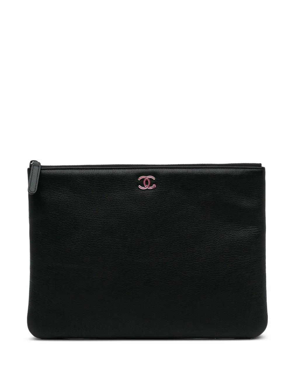 CHANEL Pre-Owned 2016-2017 ミディアム キャビア ラッキークローバーO ケース クラッチバッグ - ブラック