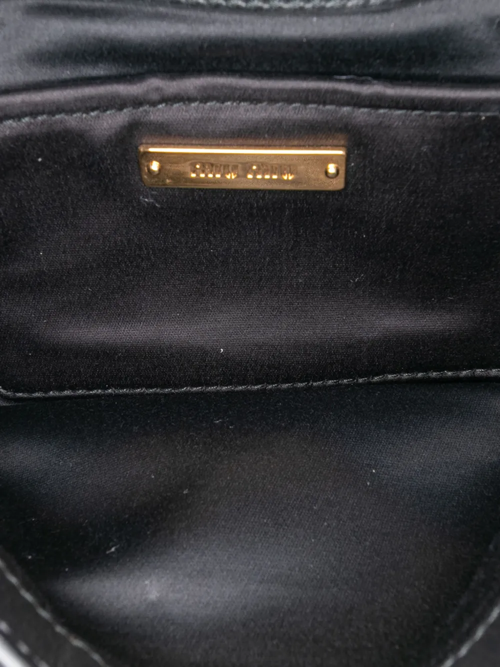 Pre-owned Miu Miu 2021-2025 Leather Crystal Embellished Crossbody Bag In Black