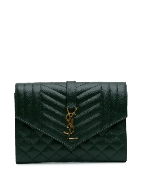 Saint Laurent Pre-Owned 2021 Grain De Poudre Triquilt Monogram Envelope clutch bag