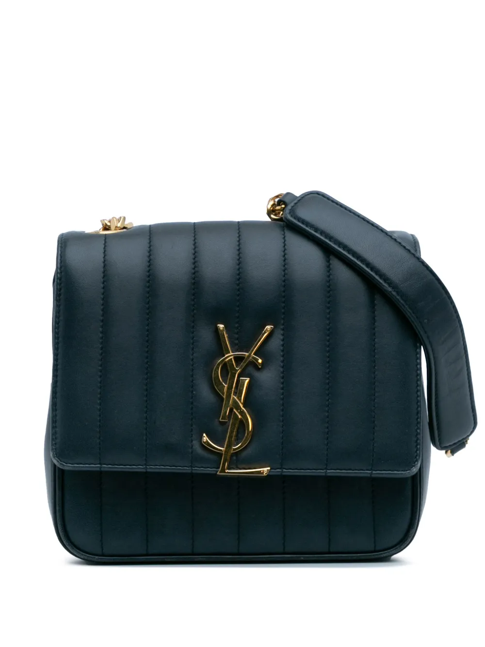 Saint Laurent Pre-Owned Monogram Vicky 小羊皮中号搭链斜挎包（2018年典藏款） | 蓝色 | Image 1