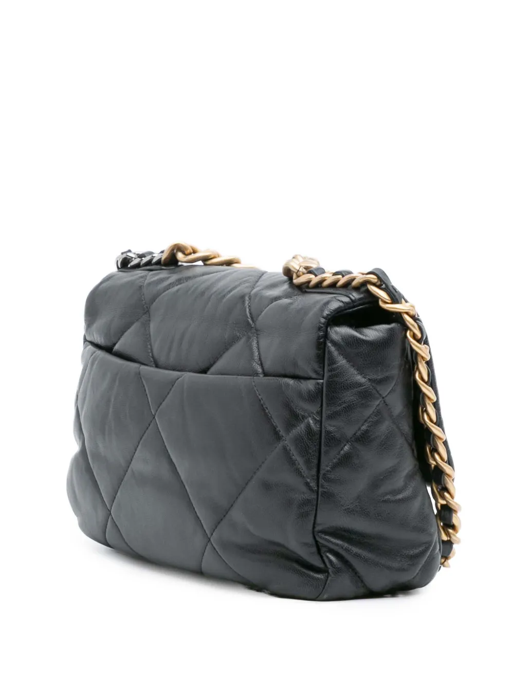 Pre-owned Chanel 2020 Medium Lambskin 19 Flap Satchel In Black