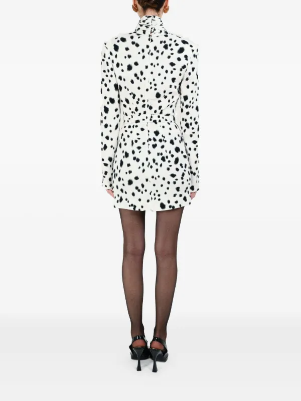 dalmatian mini dress Rowen Rose Dalmatian draped-collar Mini Dress | White