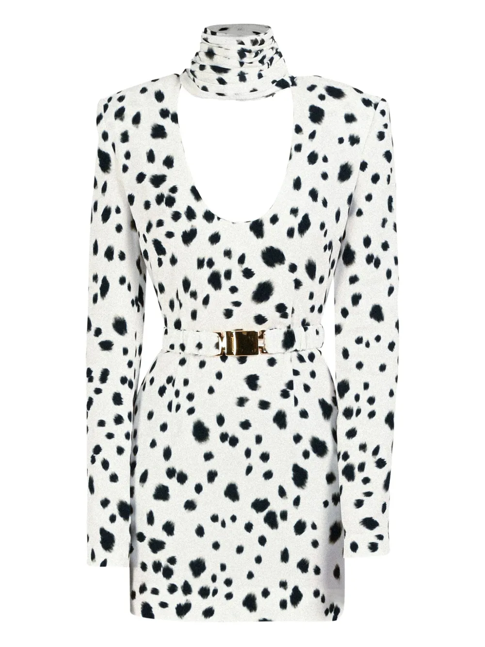 Rowen Rose robe courte Dalmatian à col drapé | blanc | Image 1