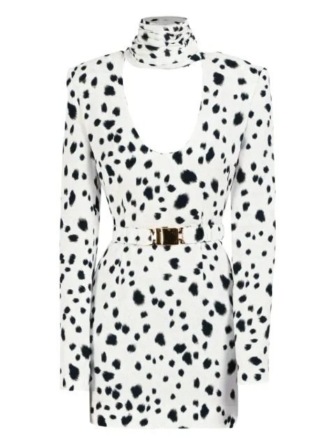 Rowen Rose dalmatian draped-collar mini dress