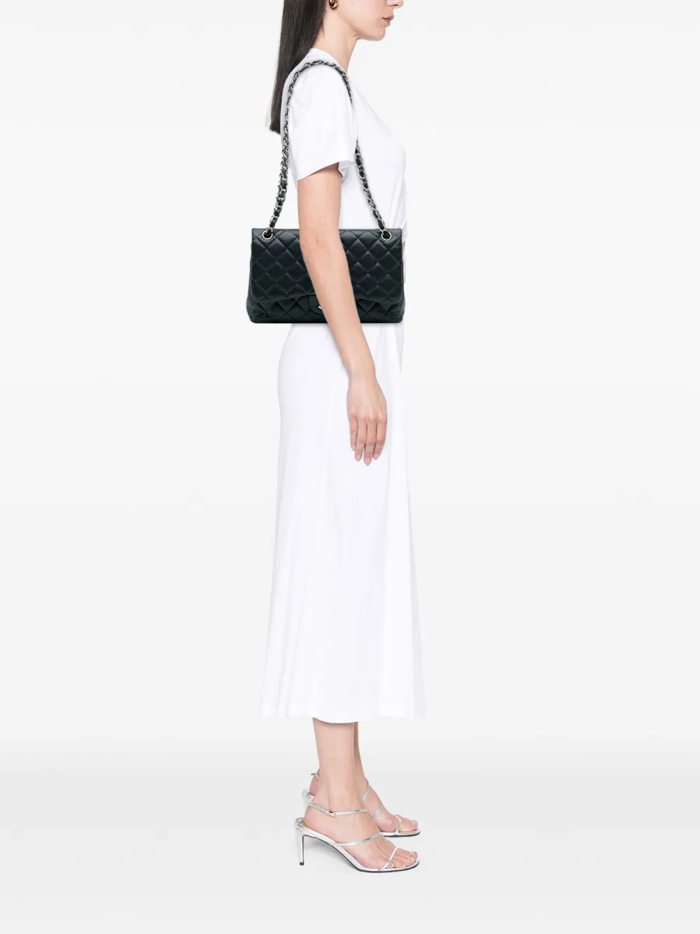 Pre-owned Chanel 2014 Jumbo Classic Caviar Double Flap Shoulder Bag In Blue