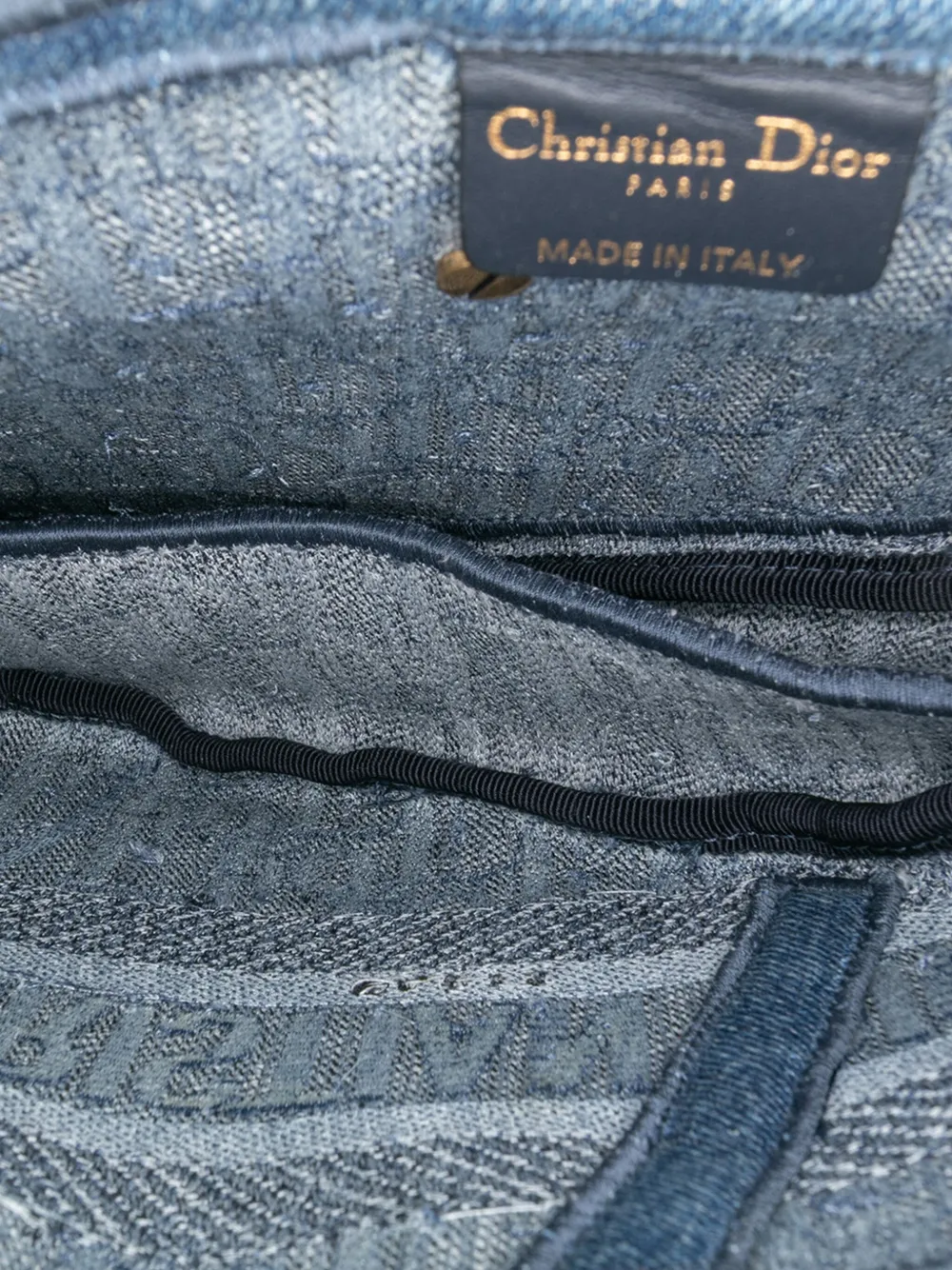 Pre-owned Dior 2019 Oblique Denim Embroidered Saddle Bag Shoulder Bag In Blue
