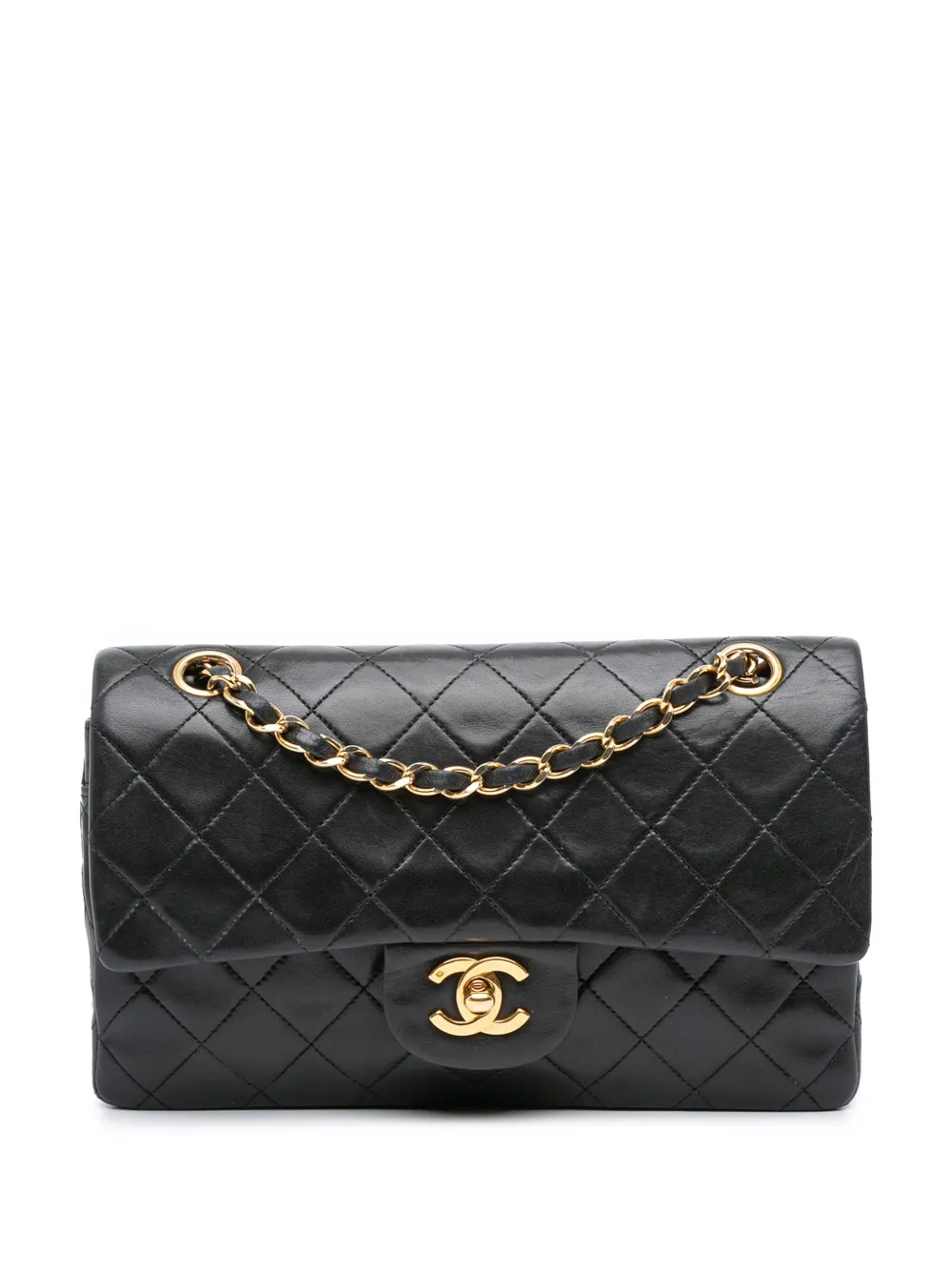 CHANEL Pre-Owned 1989-1991 スモール クラシック ラムスキン ダブルフラップ ショルダーバッグ - ブラック