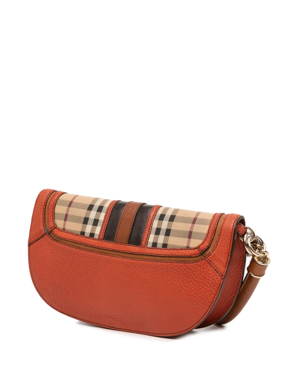 Pre-owned Burberry 2000-2017 Haymarket Check Coated Canvas And Grained Leather Clutch Bag In Brown