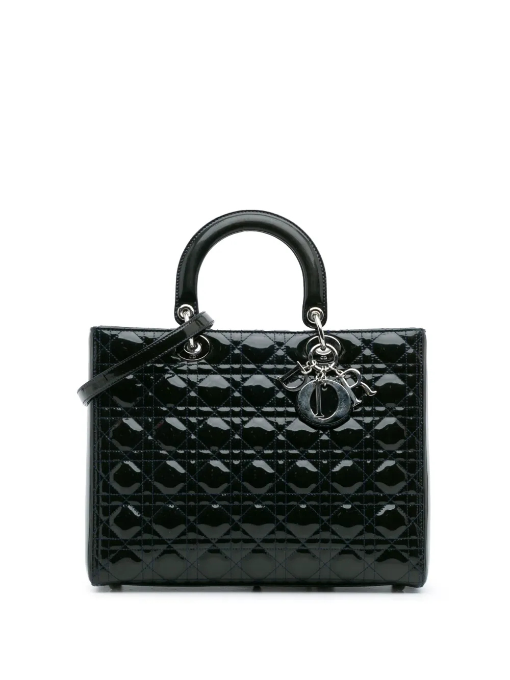 Christian Dior Pre-Owned 2010 ラージ パテント カナージュ レディ ディオール サッチェルバッグ - グリーン Christian Dior Pre-Owned 2010 ラージ パテント カナージュ レディ ディオール サッチェルバッグ - グリーン