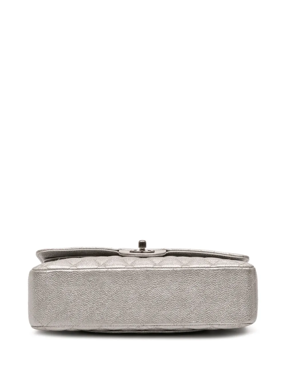 Pre-owned Chanel 2017-2018 Medium Classic Iridescent Caviar Double Flap Shoulder Bag In Silver