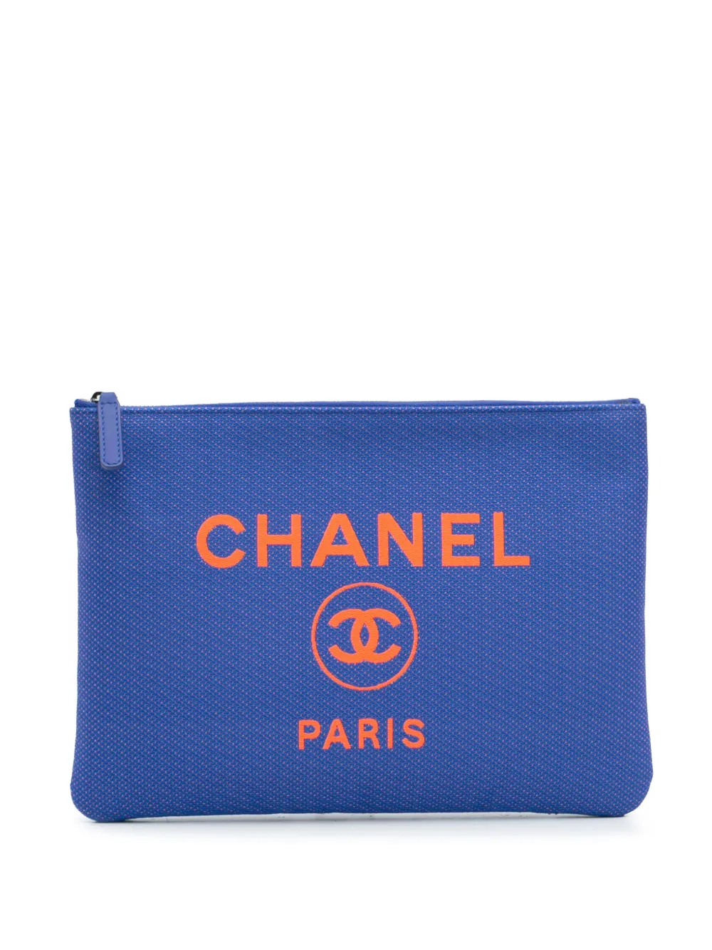 CHANEL Pre-Owned 2021 ミディアム ツイード ドーヴィル O ケース クラッチバッグ - ブルー