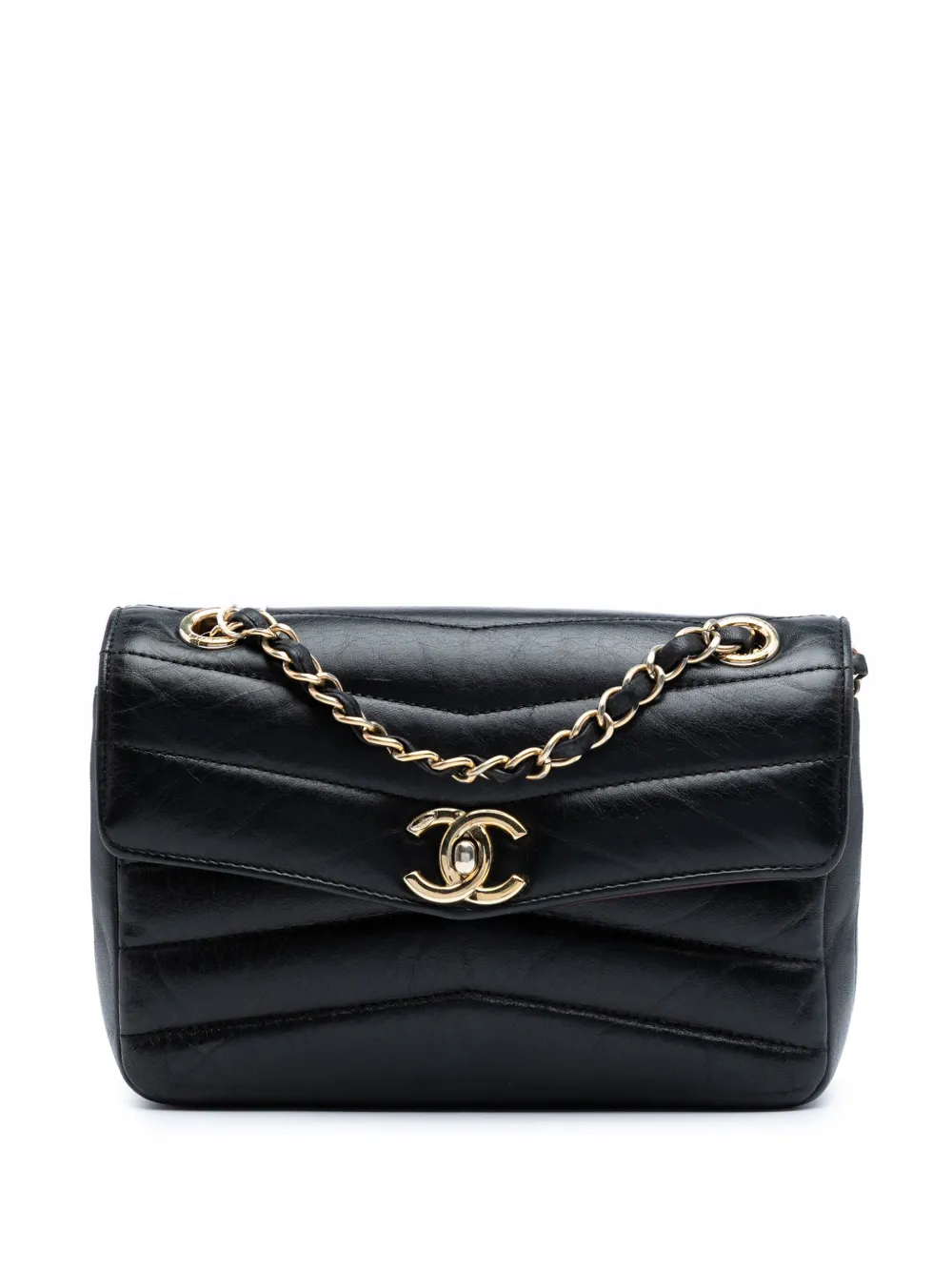 CHANEL Pre-Owned 2019 スモール シェブロン シャイニー ラムスキン ミロワール フラップバッグ ショルダーバッグ - CHANEL Pre-Owned 2019 スモール シェブロン シャイニー ラムスキン ミロワール フラップバッグ ショルダーバッグ -