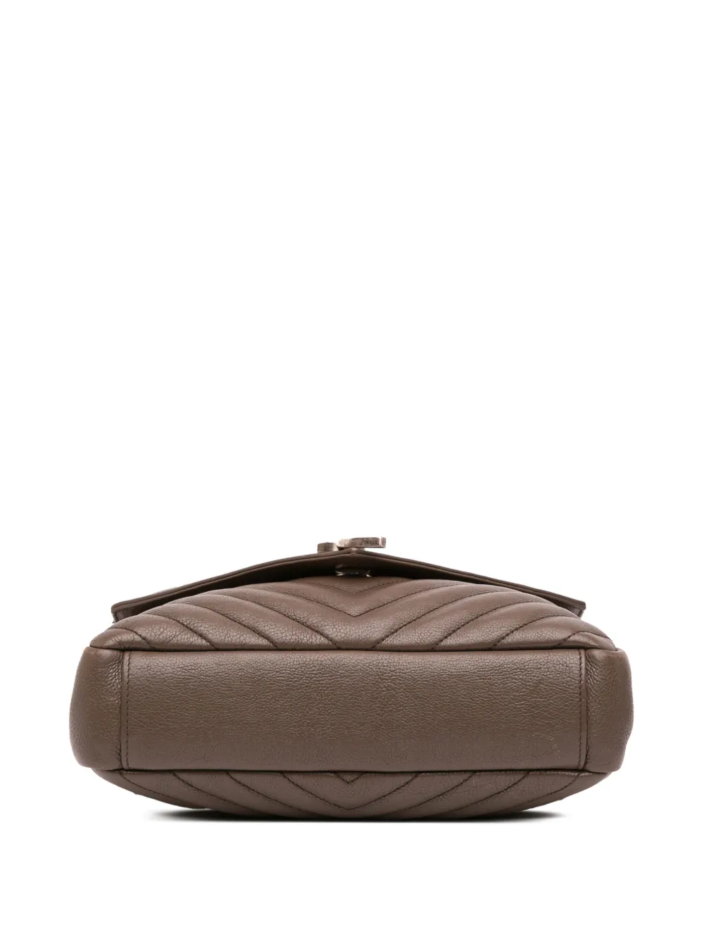 Pre-owned Saint Laurent 2016 Medium Quilted Chevron Sheepskin College Satchel In Brown