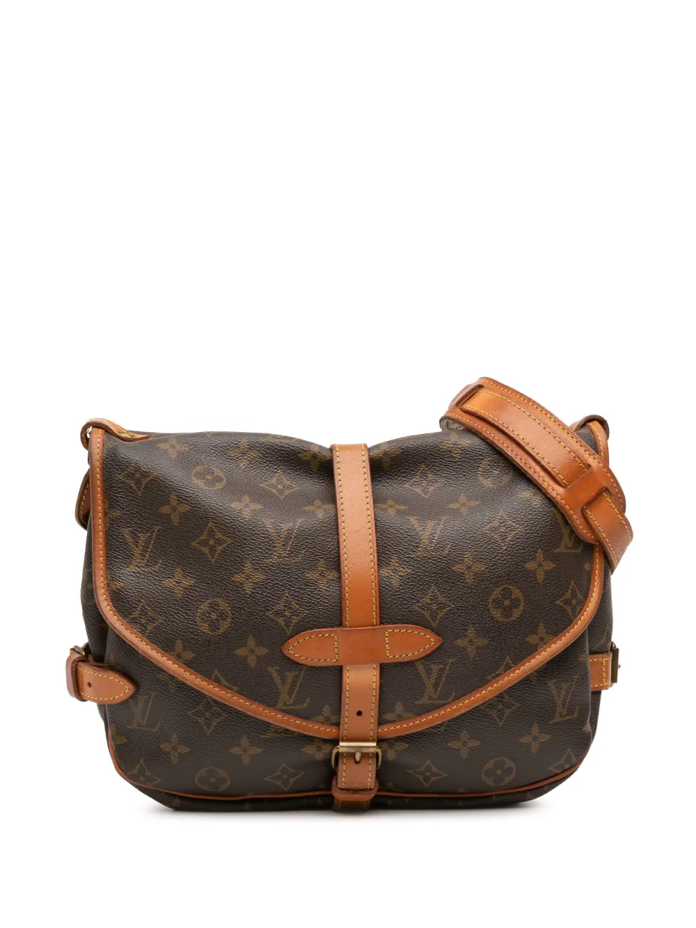 Pre-owned Louis Vuitton 1991 Monogram Saumur 30 Crossbody Bag In Brown