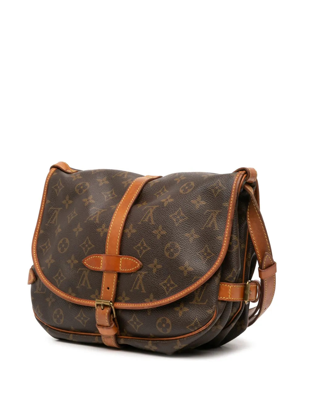Pre-owned Louis Vuitton 1991 Monogram Saumur 30 Crossbody Bag In Brown