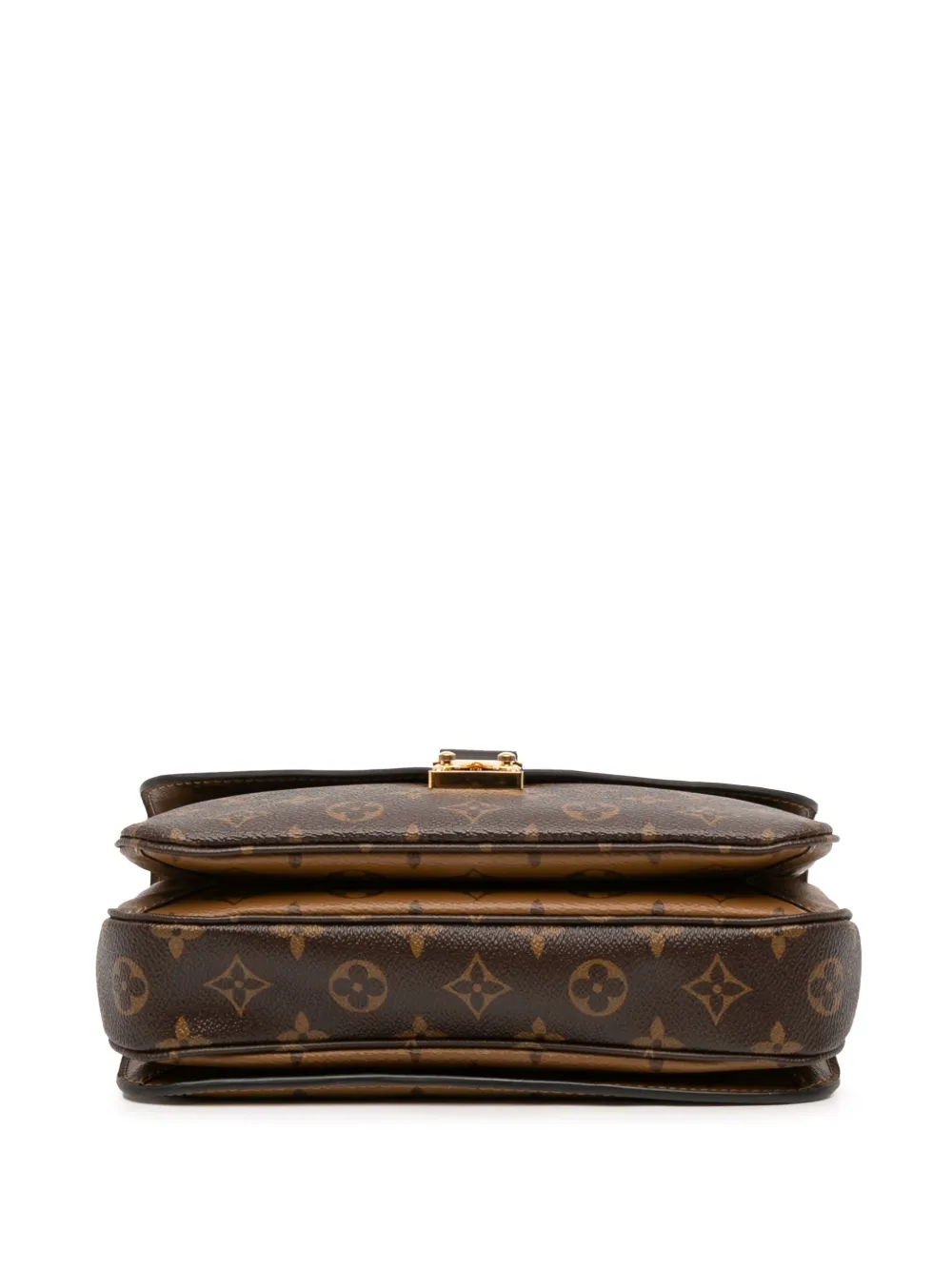 Pre-owned Louis Vuitton 2018 Monogram Reverse Pochette Metis Satchel In Brown