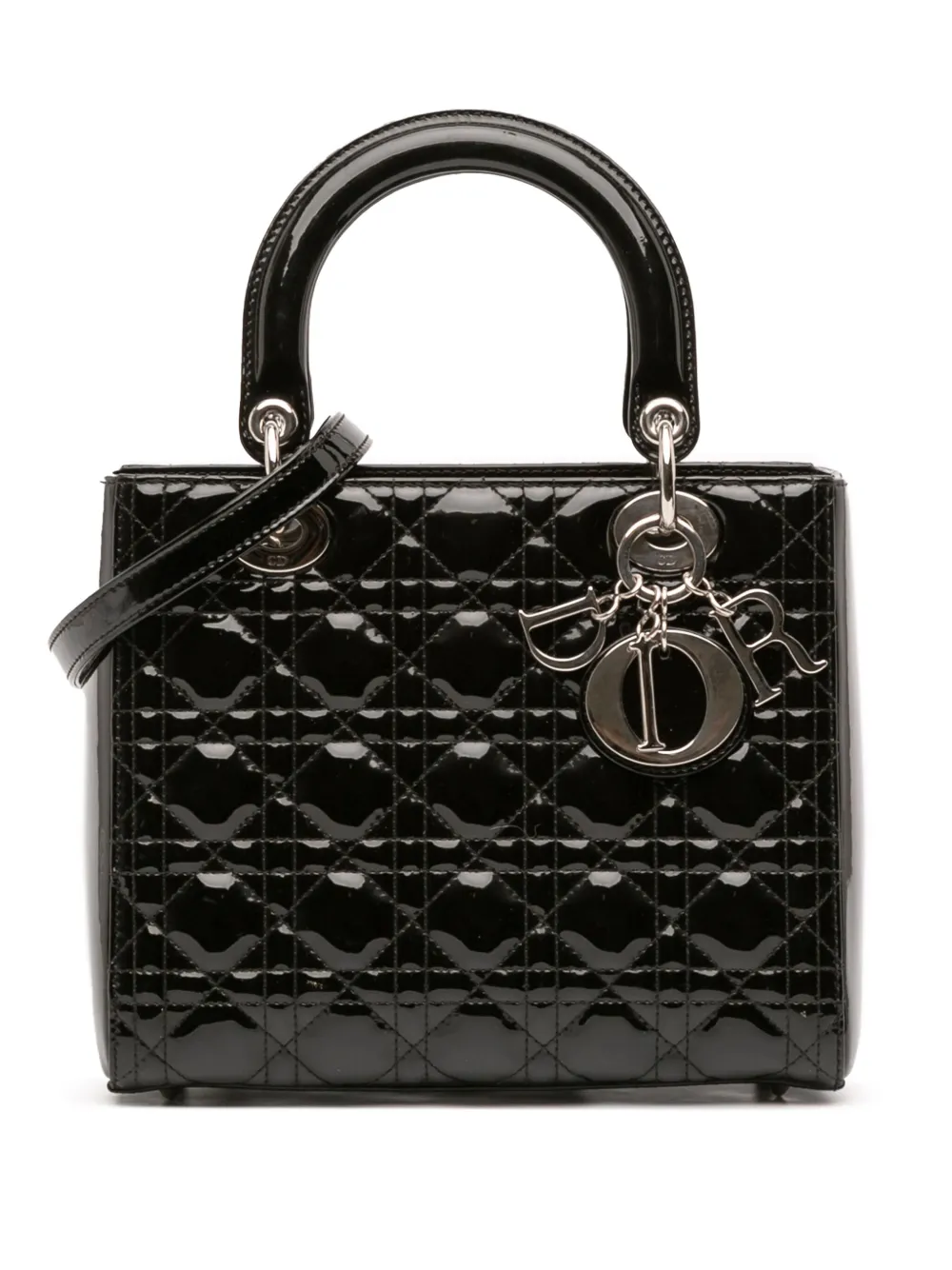 Christian Dior Pre-Owned 2014 ミディアム パテント カナージュ レディ ディオール サッチェルバッグ -