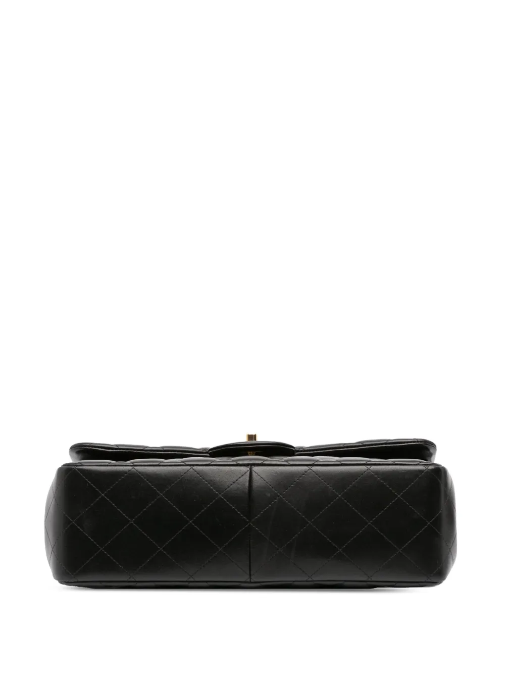 Pre-owned Chanel 2013-2014 Jumbo Classic Lambskin Double Flap Shoulder Bag In Black