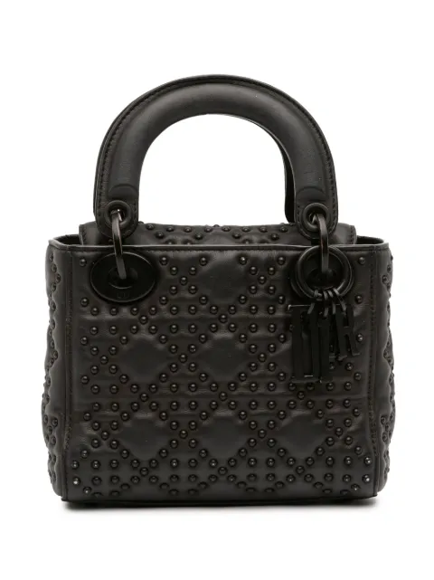 Christian Dior Pre-Owned Borsa a tracolla Lady Dior Ultra Matte mini con borchie e motivo Cannage 2018