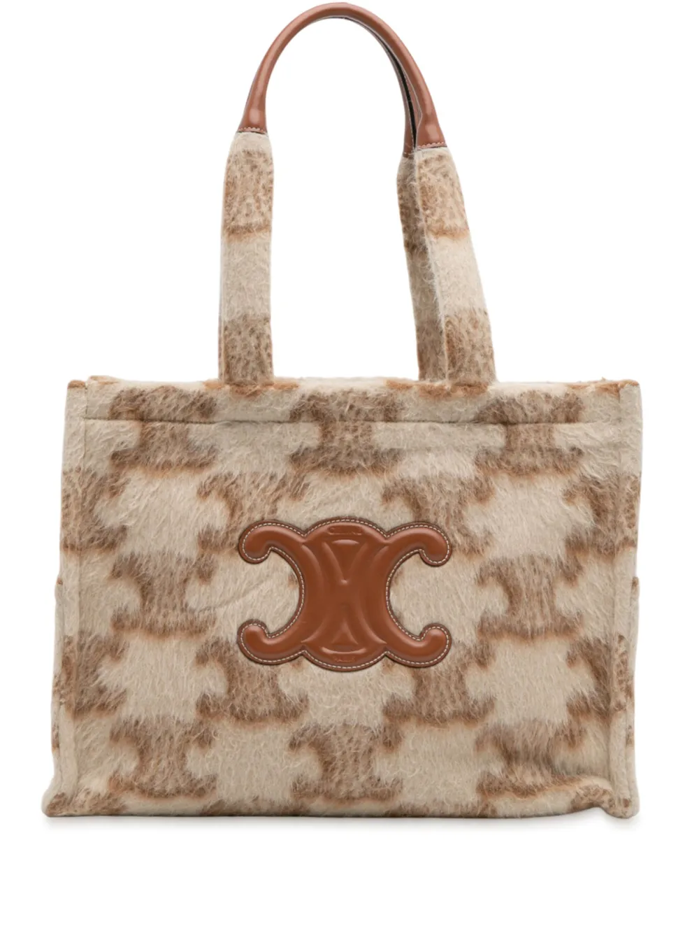 Celine Pre-Owned 2021 Large Mohair Triomphe Cabas Thais tote bag | Brown | Image 1