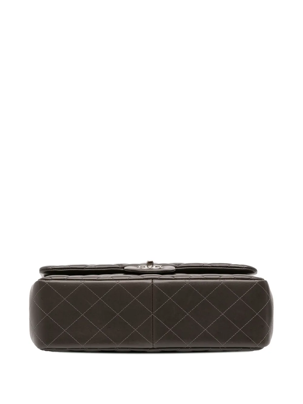 Pre-owned Chanel 2012 Jumbo Classic Lambskin Double Flap Shoulder Bag In Gray