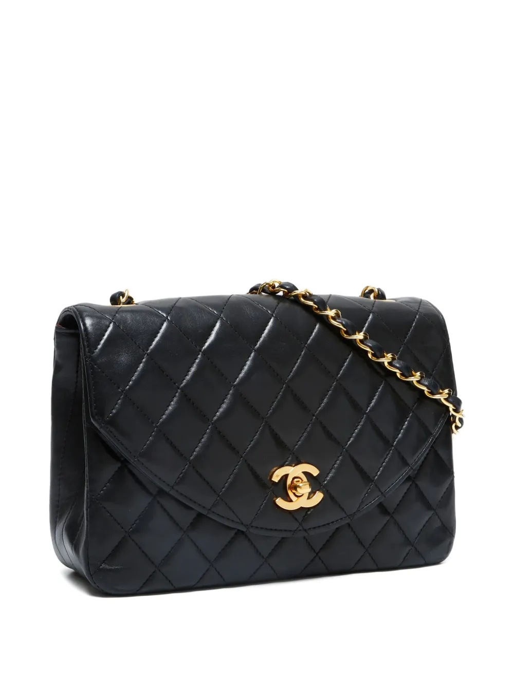 Pre-owned Chanel 1989-1991 Classic Flap Quilted Chain Shoulder Bag In Black