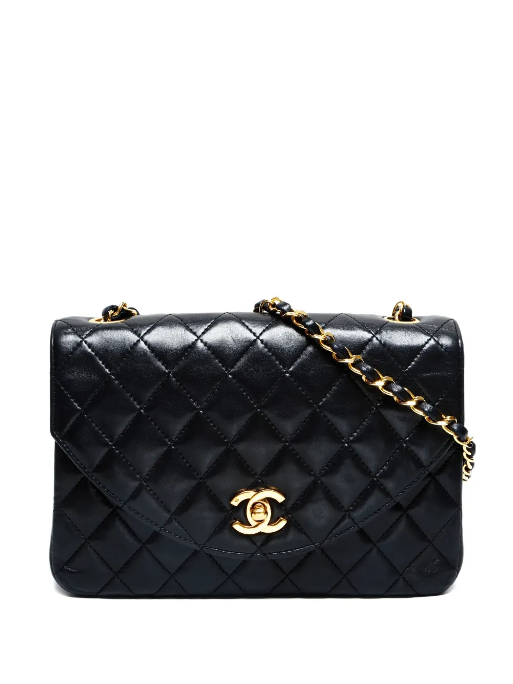Pre-owned Chanel 1989-1991 Classic Flap Quilted Chain Shoulder Bag In Black