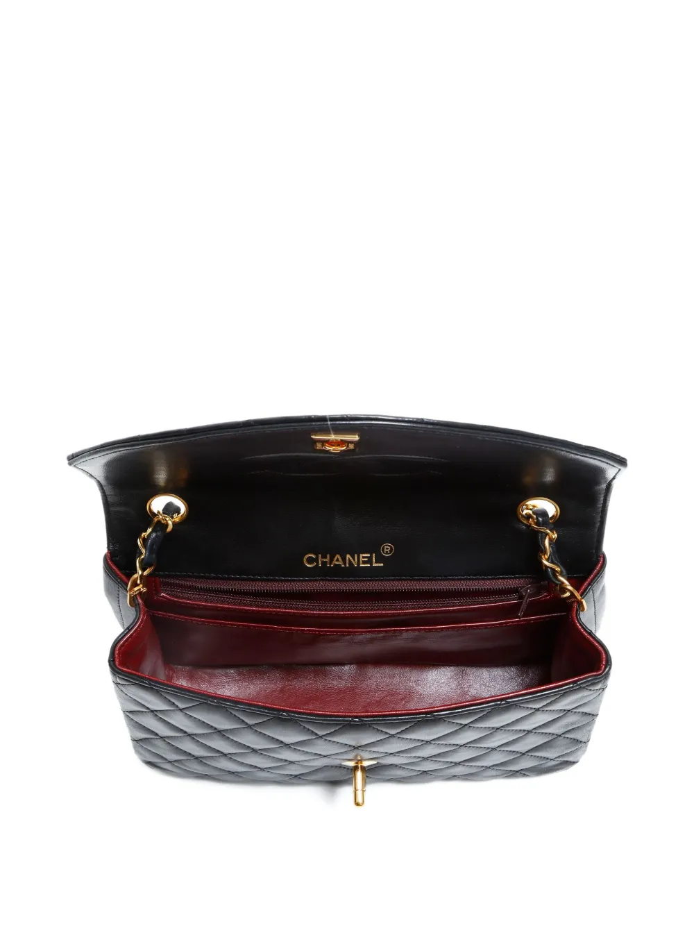 Pre-owned Chanel 1989-1991 Classic Flap Quilted Chain Shoulder Bag In Black