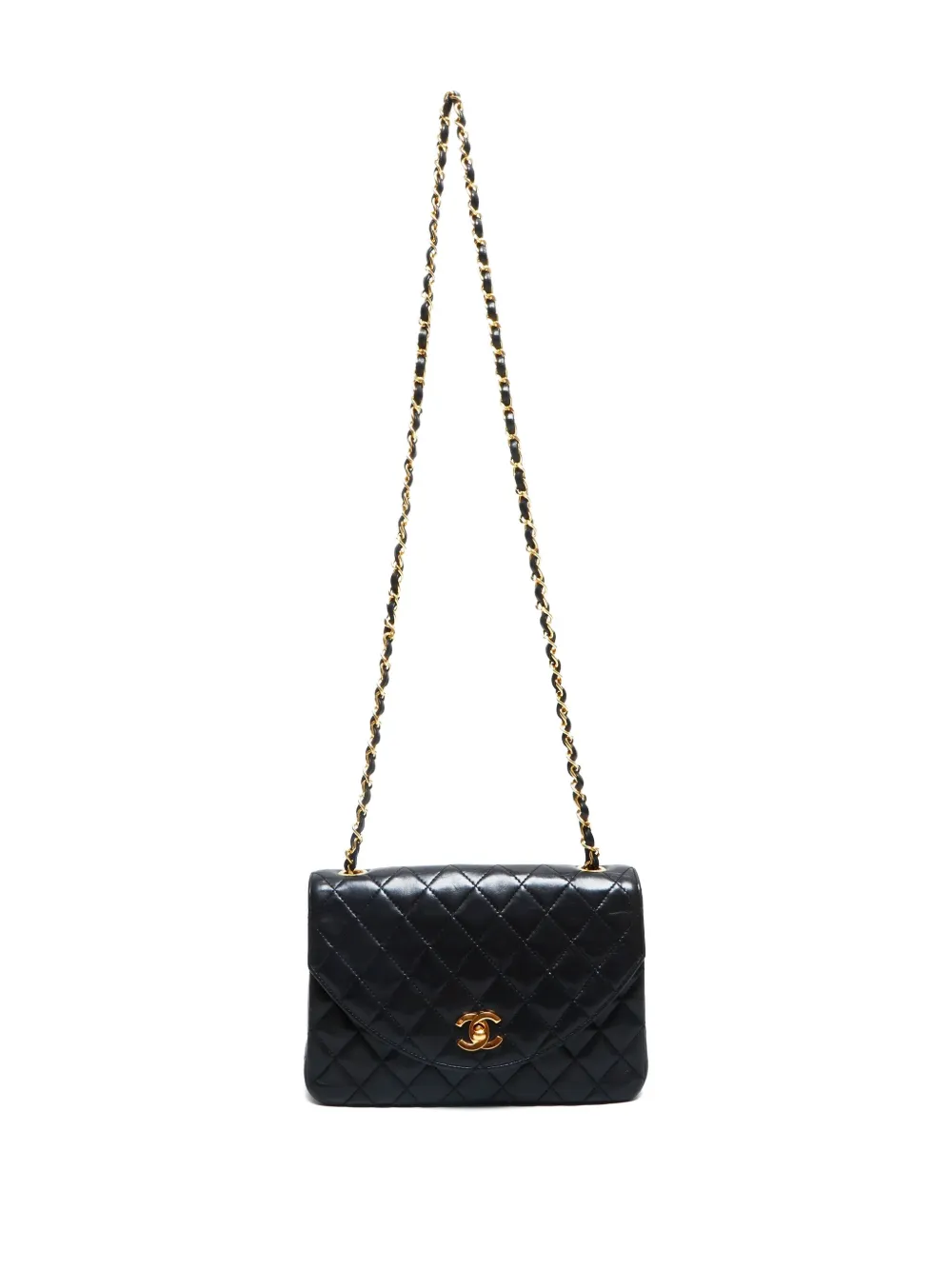 Pre-owned Chanel 1989-1991 Classic Flap Quilted Chain Shoulder Bag In Black