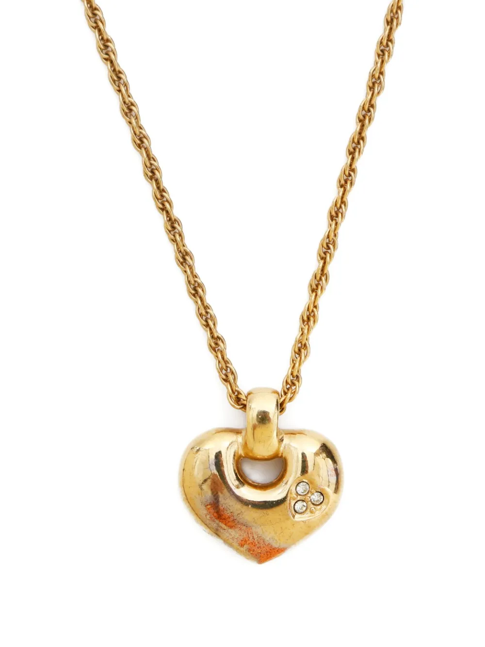 Pre-owned Dior 1980-2000 Heart-pendant Necklace In Gold