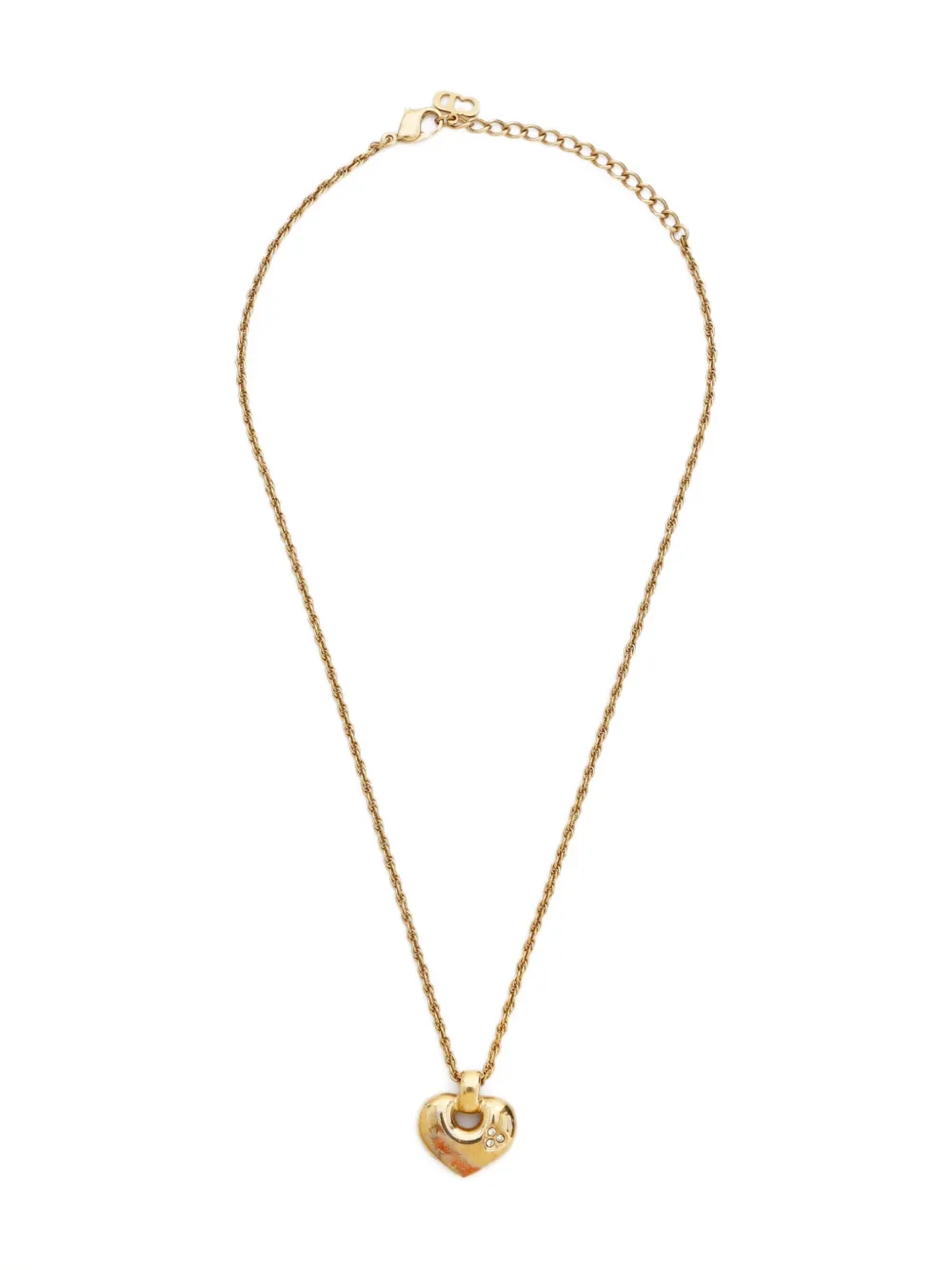 Pre-owned Dior 1980-2000 Heart-pendant Necklace In Gold