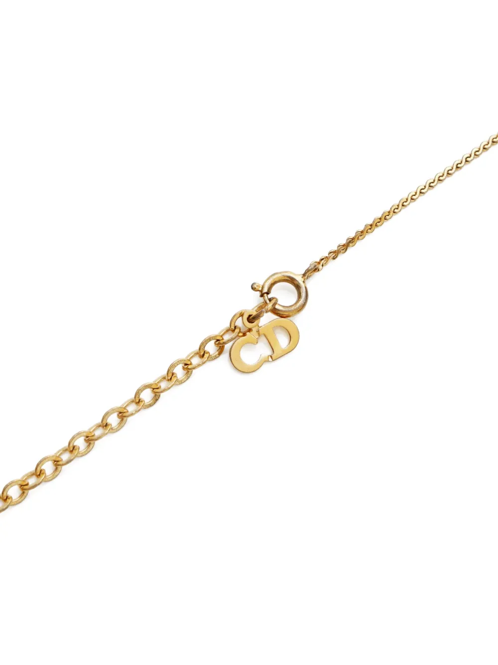 Pre-owned Dior 1970-1990s Logo-pendant Necklace In Gold