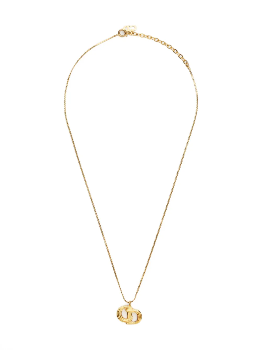 Pre-owned Dior 1970-1990s Logo-pendant Necklace In Gold