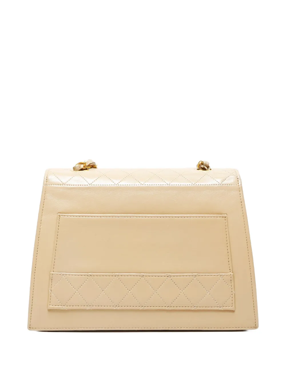 Pre-owned Chanel 1989-1991 Diamond Stitch Chain Shoulder Bag In Neutral
