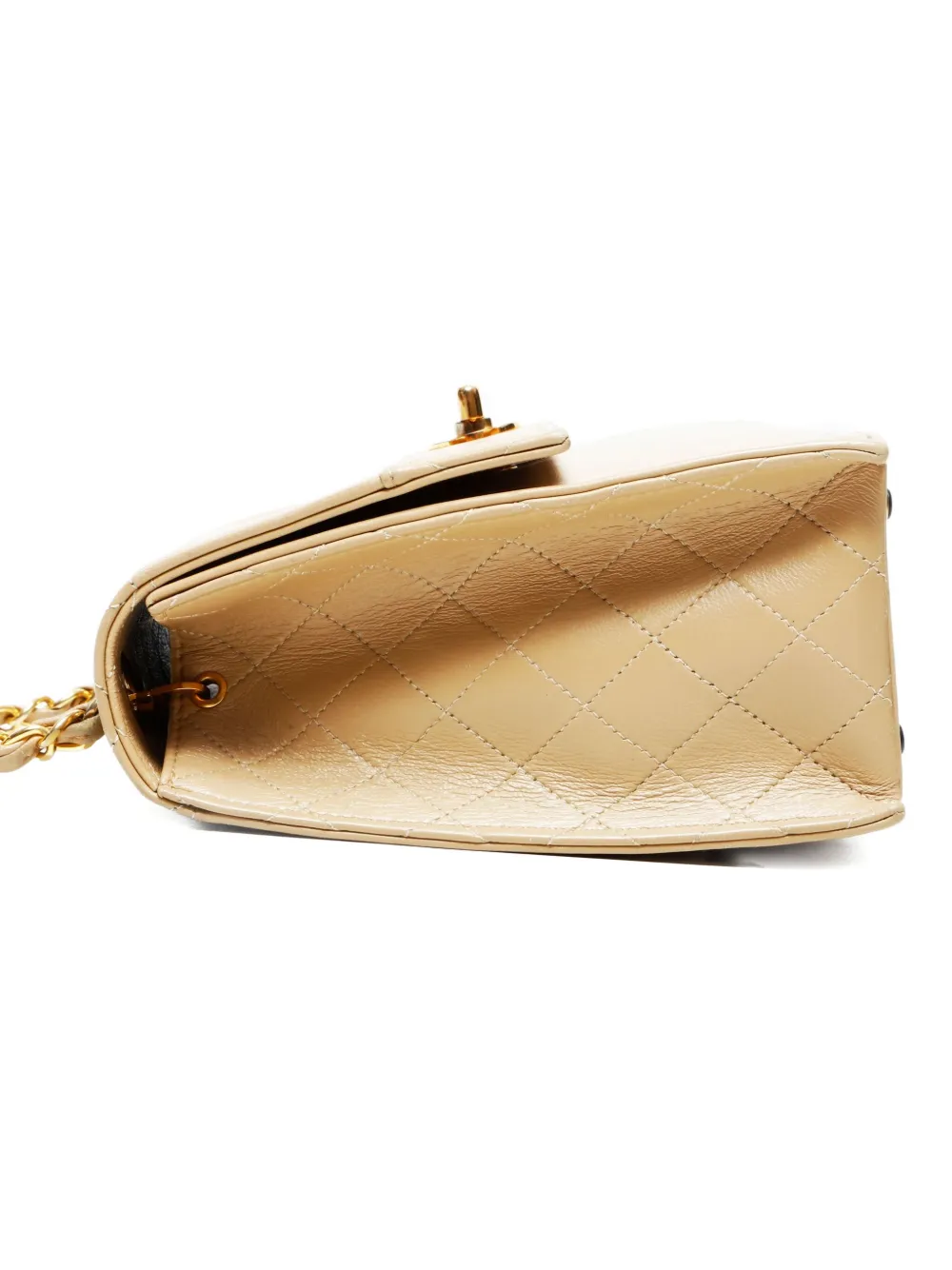 Pre-owned Chanel 1989-1991 Diamond Stitch Chain Shoulder Bag In Neutral