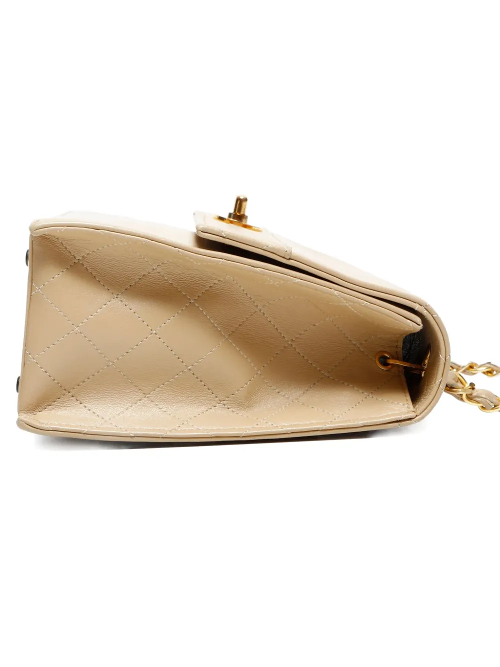 Pre-owned Chanel 1989-1991 Diamond Stitch Chain Shoulder Bag In Neutral