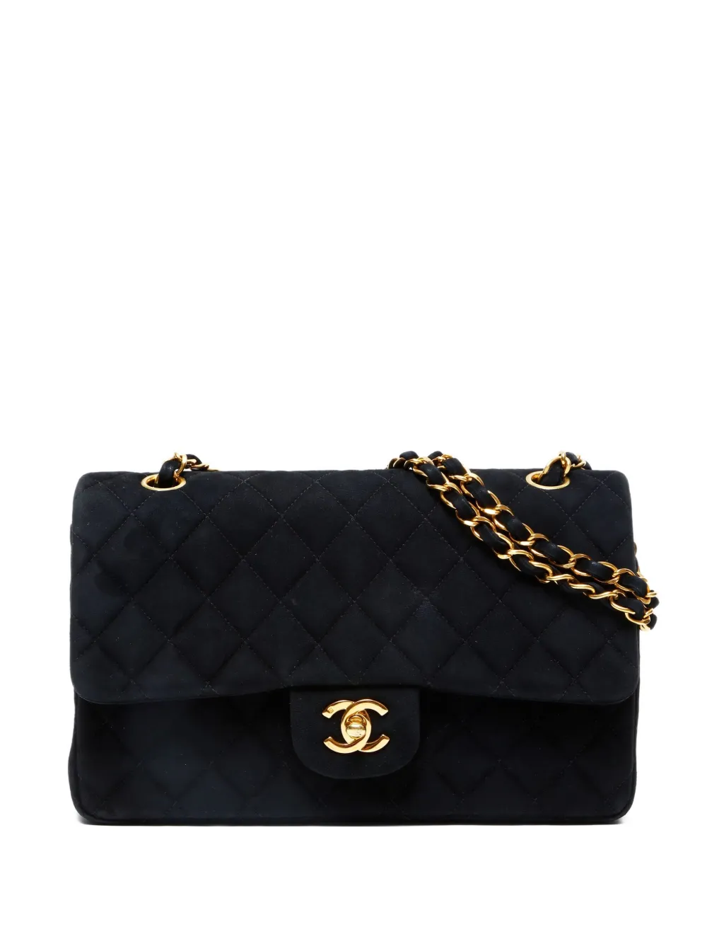 Pre-owned Chanel 1996-1997 Classic Double Flap Chain Shoulder Bag In Black