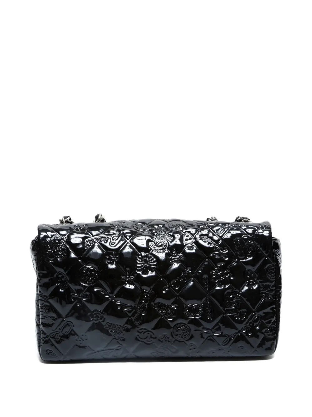 Pre-owned Chanel 2010-2011 Matelassé Patent-leather Flap Shoulder Bag In Black