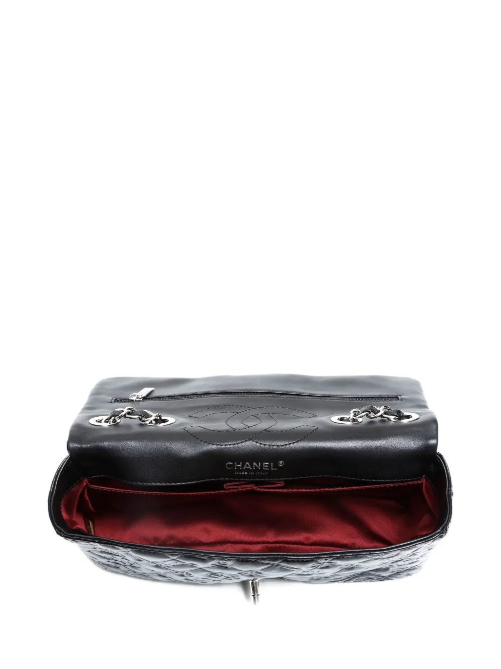 Pre-owned Chanel 2010-2011 Matelassé Patent-leather Flap Shoulder Bag In Black