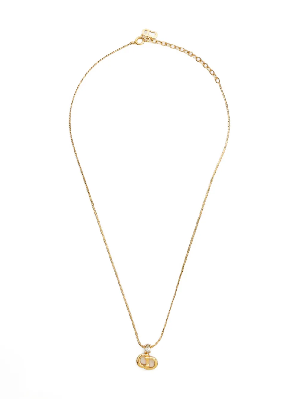 Pre-owned Dior 1980-2000 Logo-pendant Necklace In Gold