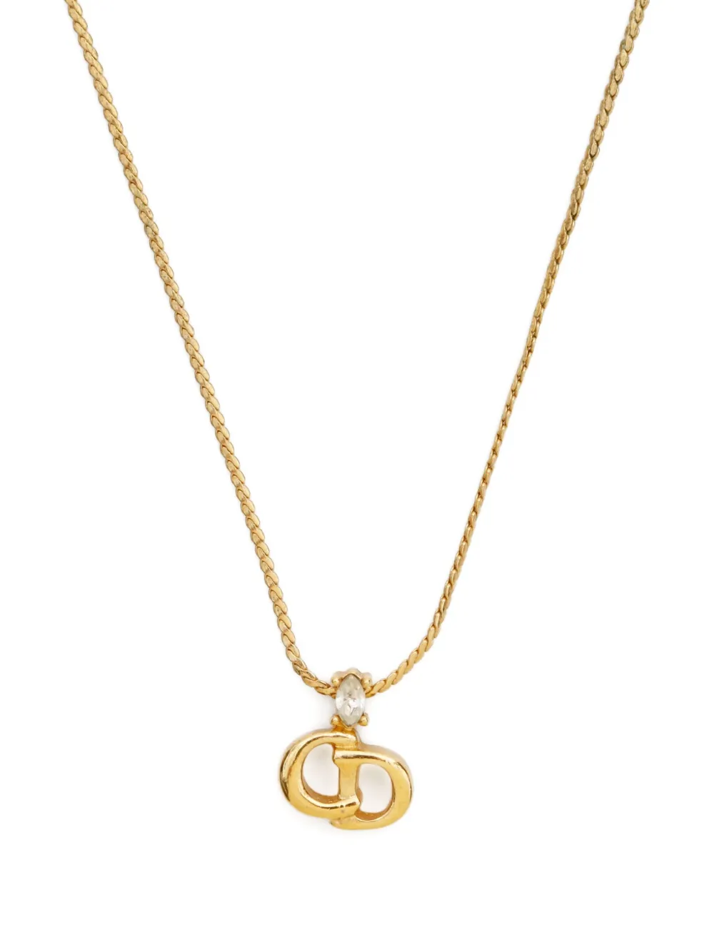 Pre-owned Dior 1980-2000 Logo-pendant Necklace In Gold