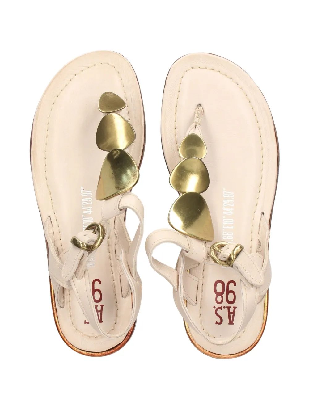 As98 T-strap Leather Flat Sandal In Neutral