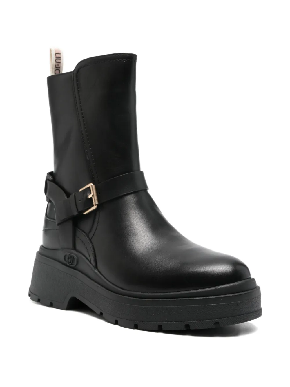 Liu •jo Andrea Buckle-strap Leather Ankle Boots In Black