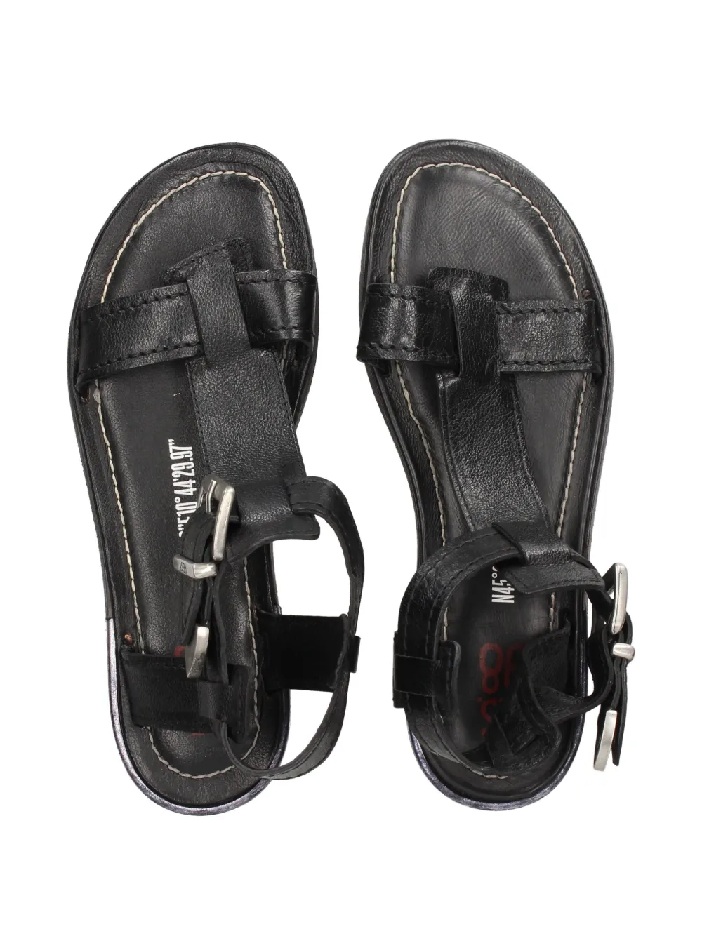 A.S.98 Platte leren sandalen met gespbandje Zwart