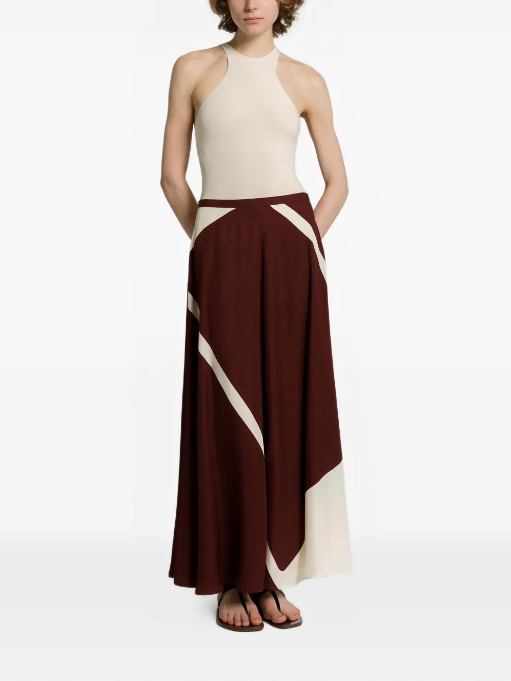 Alberta Ferretti Midi-rok met vlakken Bruin