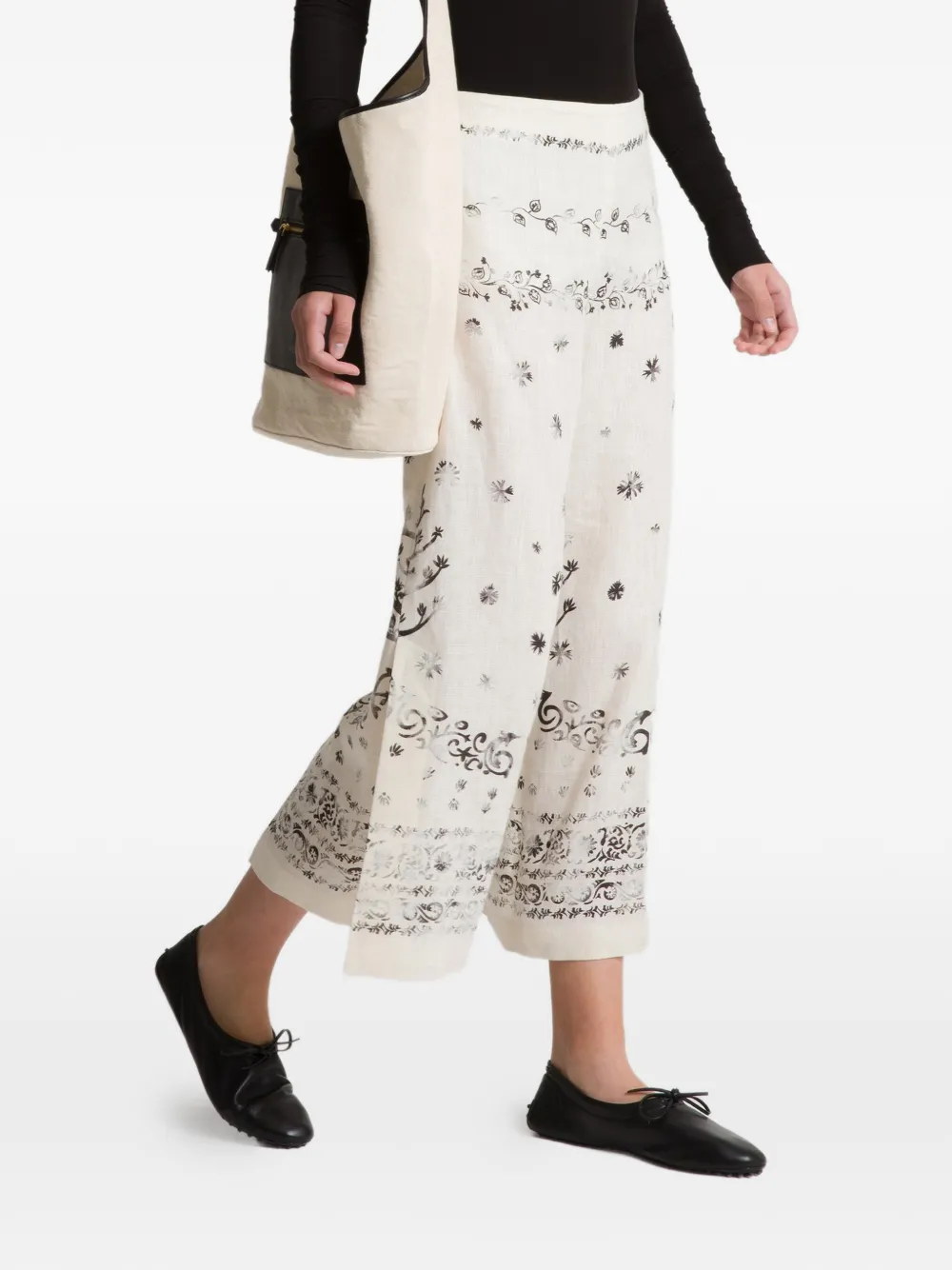 Alberta Ferretti Broek met bloemenprint Beige