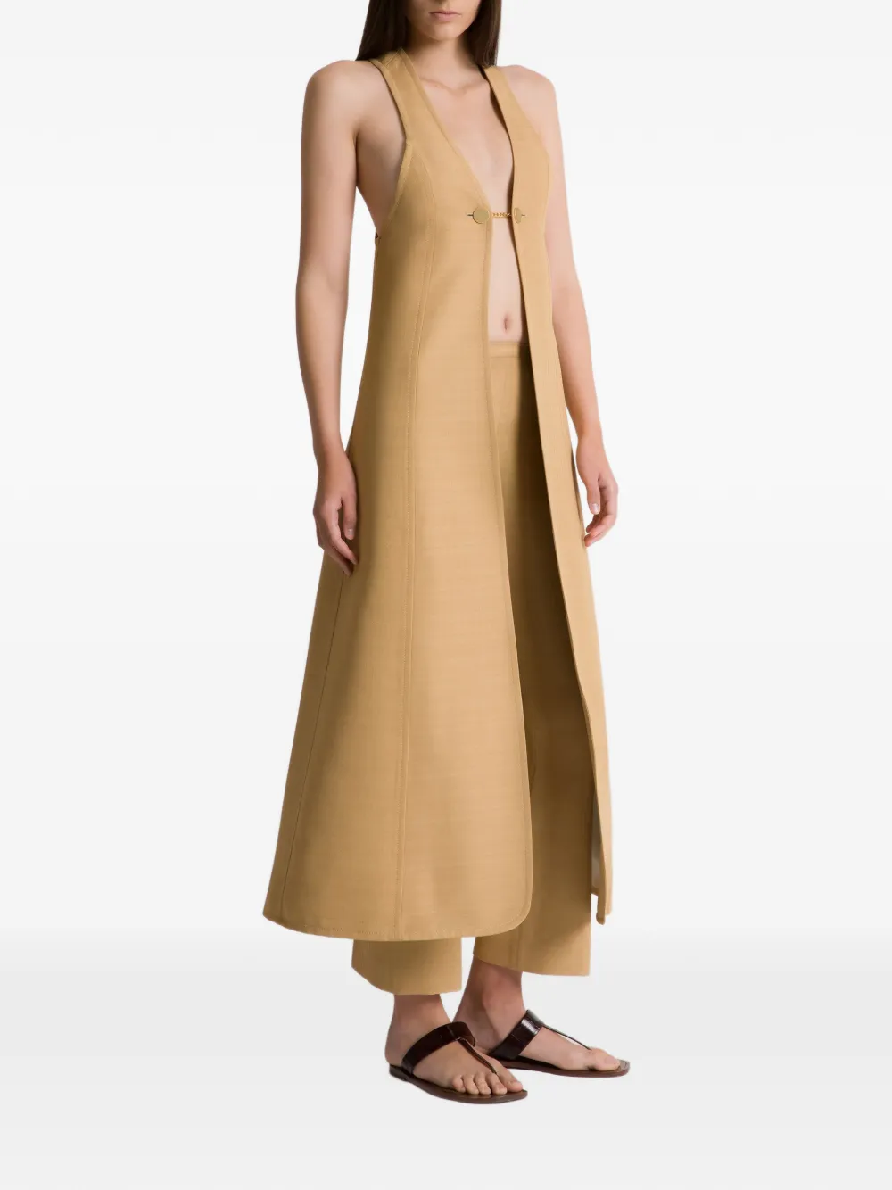  Alberta Ferretti Front Clasp Fastening Coat - Neutrals 