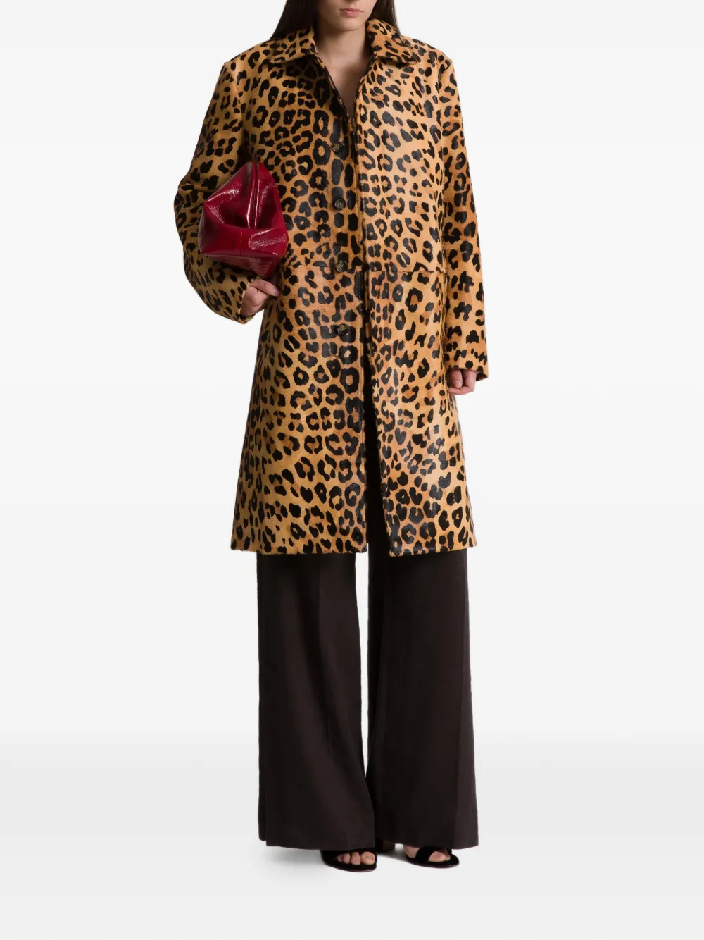  Alberta Ferretti Leopard Print Coat - Brown 
