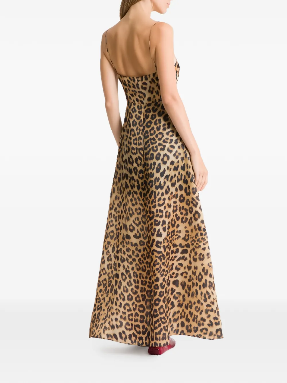 Alberta Ferretti Jurk met luipaardprint en V-hals Bruin