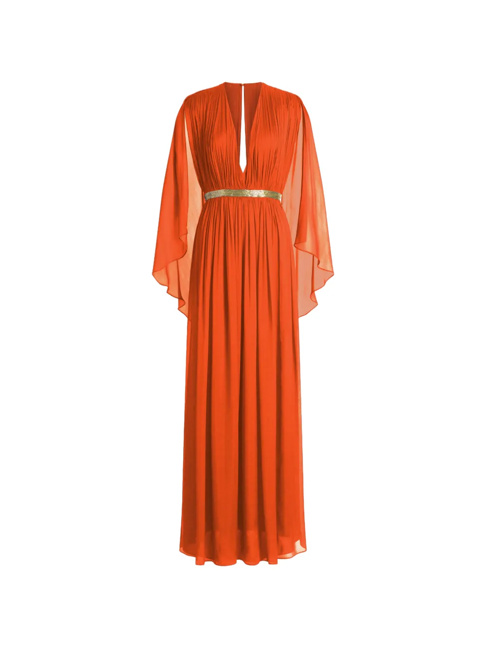 Alberta Ferretti Abito con scollo a V e cintura - Arancione